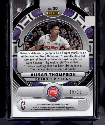 2023-24 Panini Obsidian #30 Ausar Thompson Orbital Electric Green Flood #/25