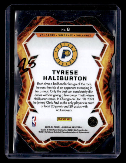 2023-24 Panini Obsidian #8 Tyrese Haliburton Volcanix