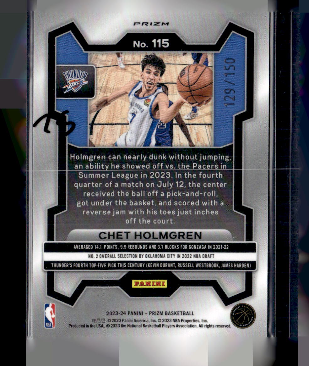 2023-24 Panini Prizm #115 Chet Holmgren Prizms Premium Factory Set #/150