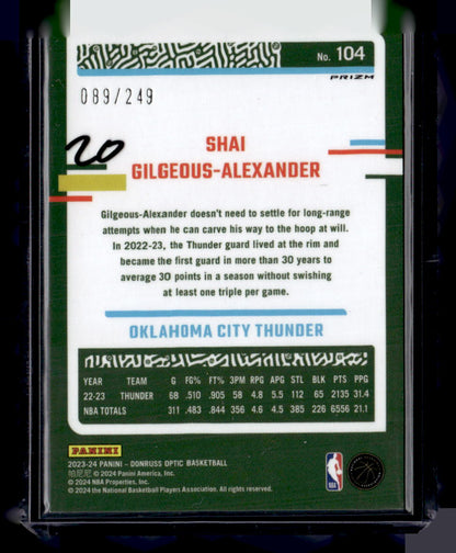 2023-24 Donruss Optic #104 Shai Gilgeous-Alexander Aqua #/249