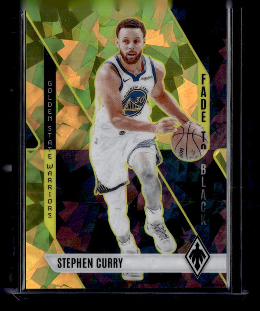 2023-24 Panini Phoenix #22 Stephen Curry Fade To Black Phoenix Yellow Ice #/175