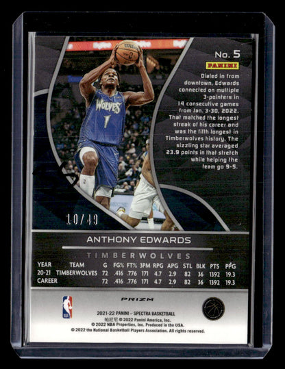 2021-22 Panini Spectra #5 Anthony Edwards Interstellar #/49