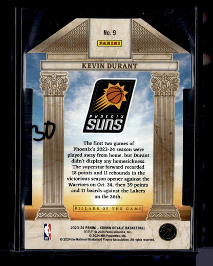 2023-24 Panini Crown Royale #9 Kevin Durant Pillars of the Game Silver #/18
