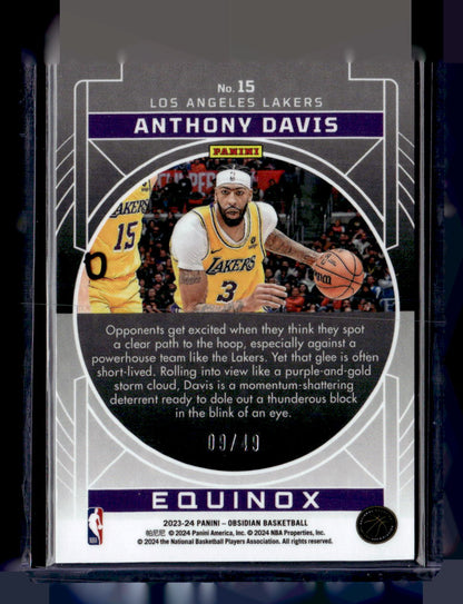 2023-24 Panini Obsidian #15 Anthony Davis Equinox Etch Purple Flood #/49