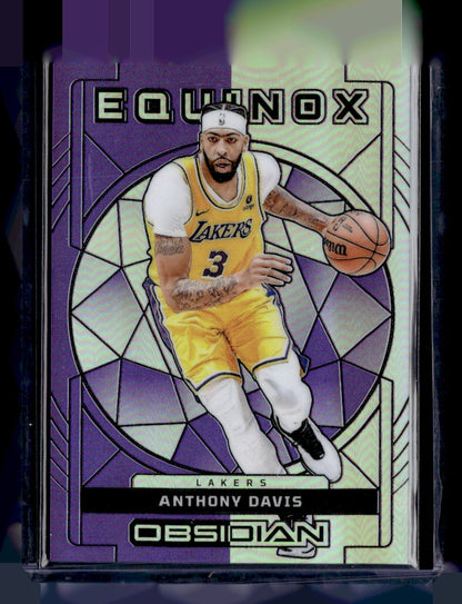 2023-24 Panini Obsidian #15 Anthony Davis Equinox Etch Purple Flood #/49