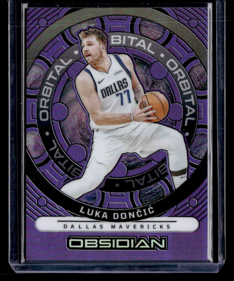 2023-24 Panini Obsidian #29 Luka Doncic Orbital Electric Etch Purple Flood #/49