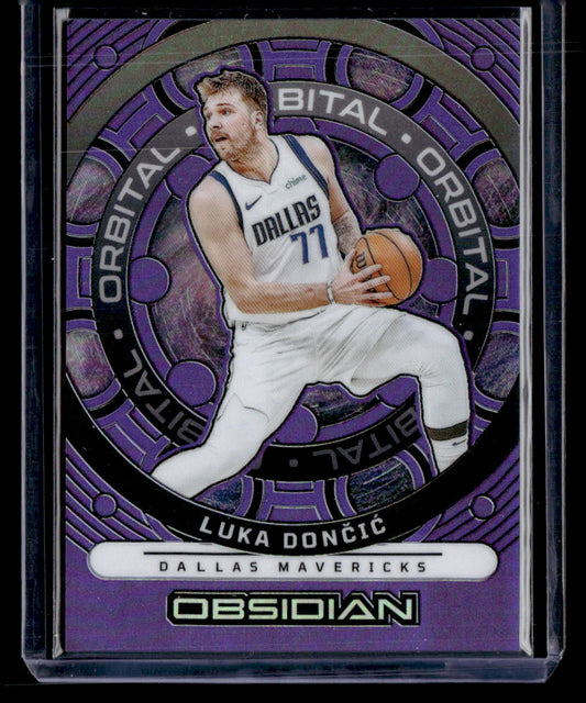 2023-24 Panini Obsidian #29 Luka Doncic Orbital Electric Etch Purple Flood #/49
