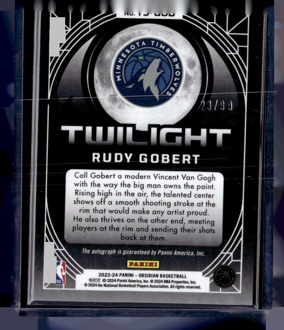 2023-24 Panini Obsidian #TS-GOB Rudy Gobert Twilight Signatures #/99