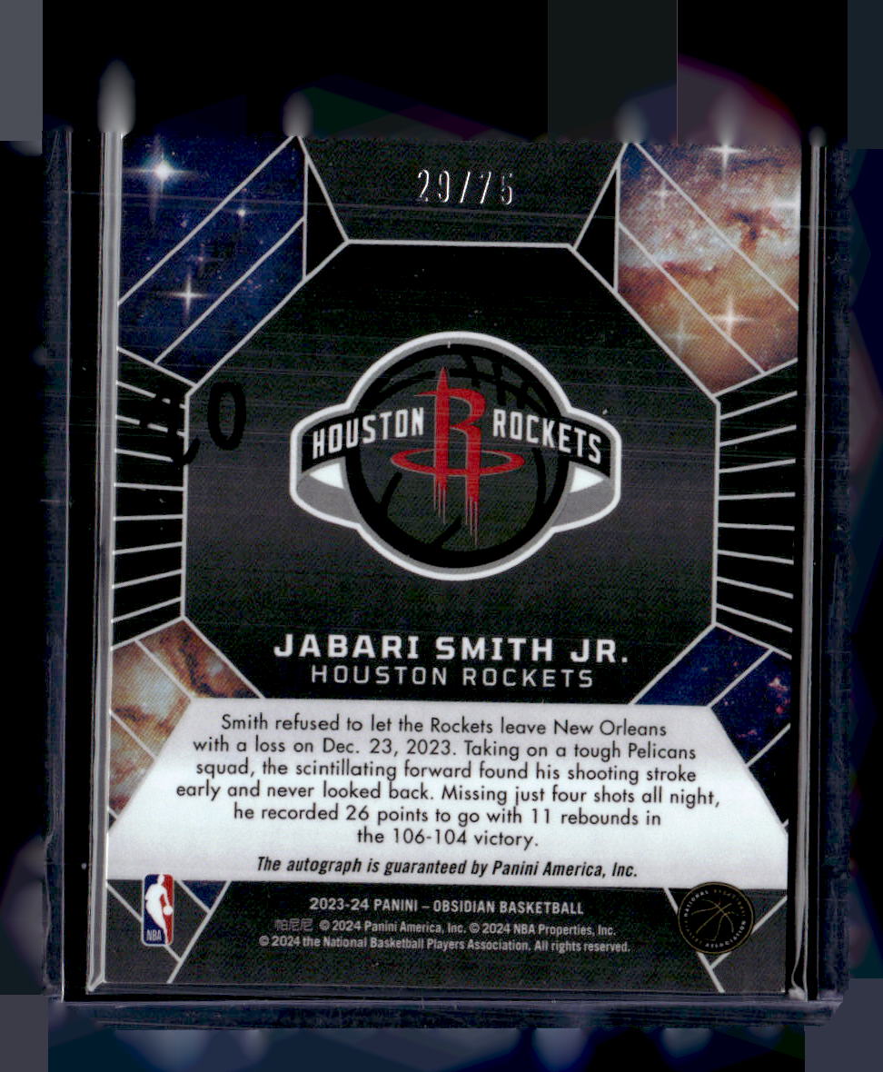 2023-24 Panini Obsidian #GI-JSJ Jabari Smith Jr. Galaxy Ink #/75