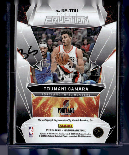 2023-24 Panini Obsidian #RE-TOU Toumani Camara Eruption Auto Etch Blue #/30