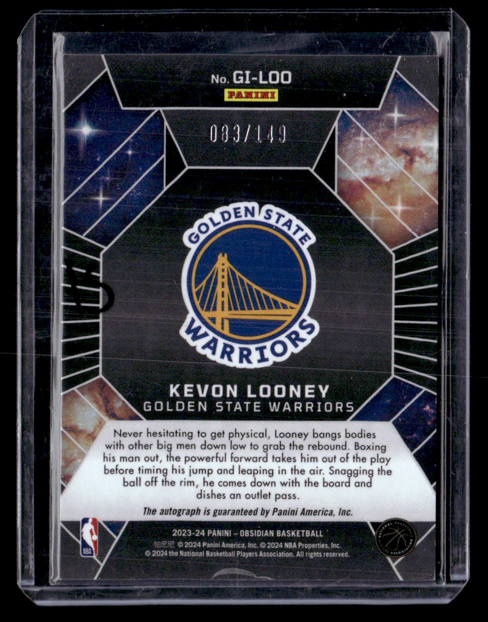 2023-24 Panini Obsidian #GI-LOO Kevon Looney Galaxy Ink #/149