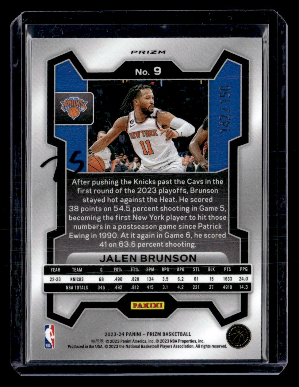 2023-24 Panini Prizm #9 Jalen Brunson Prizms Premium Factory Set #/150