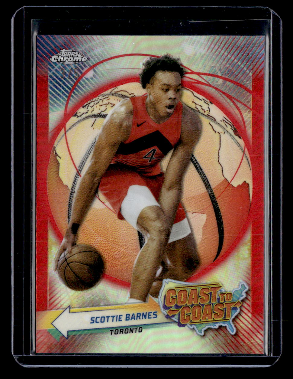2023-24 Topps Chrome #CC-27 Scottie Barnes Coast to Coast Refractors Red #/5