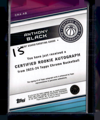 2023-24 Topps Chrome #CRA-AB Anthony Black Certified Rookie Autographs