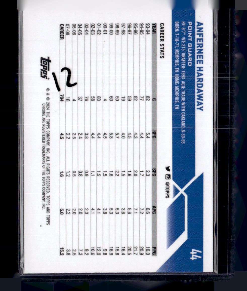 2023-24 Topps Chrome #44 Anfernee Hardaway Gold Refractors #/50