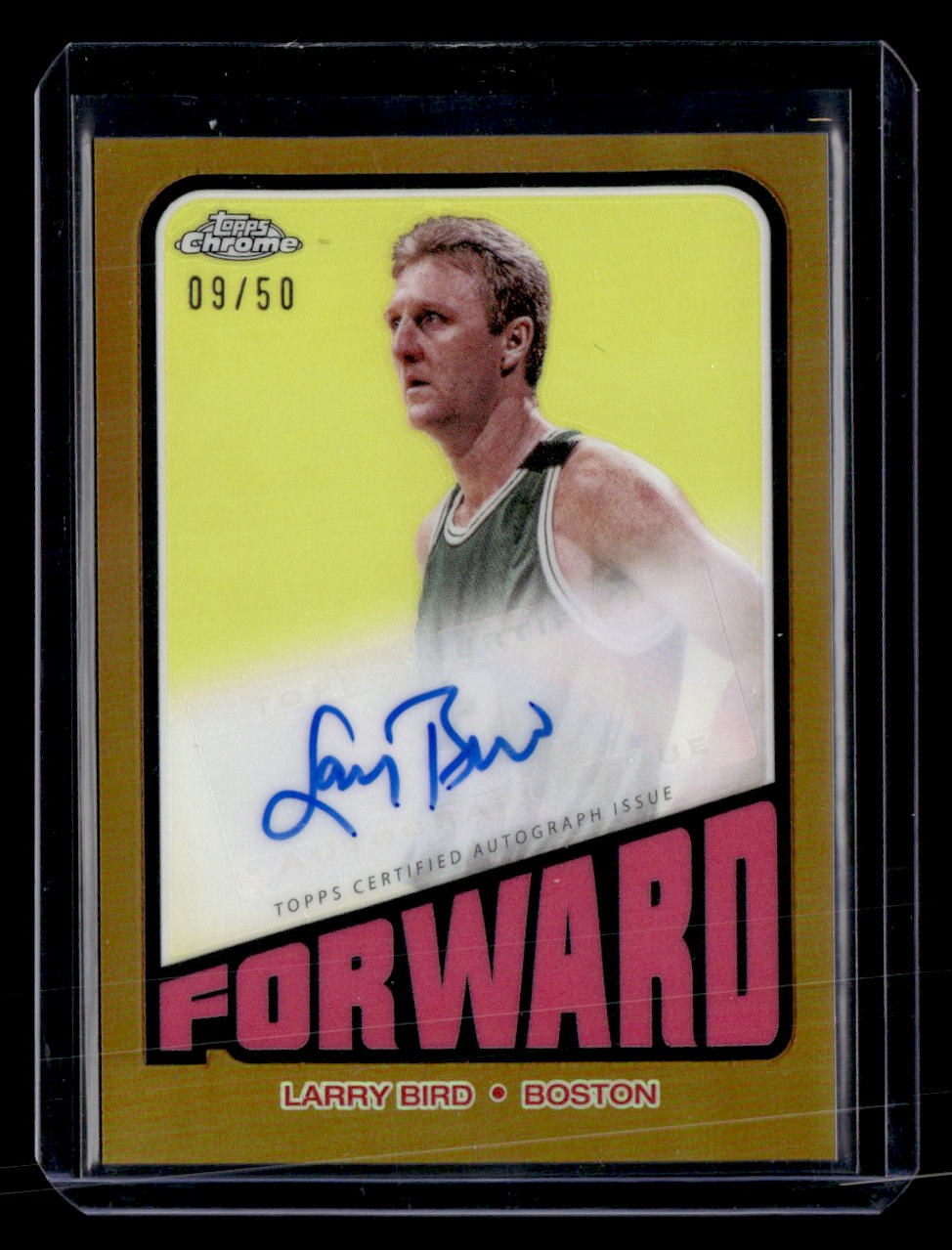 2023-24 Topps Chrome #TA-LB Larry Bird 1972 Topps Autographs Gold #/50