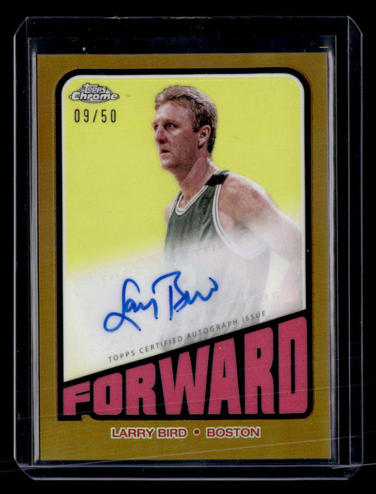 2023-24 Topps Chrome #TA-LB Larry Bird 1972 Topps Autographs Gold #/50