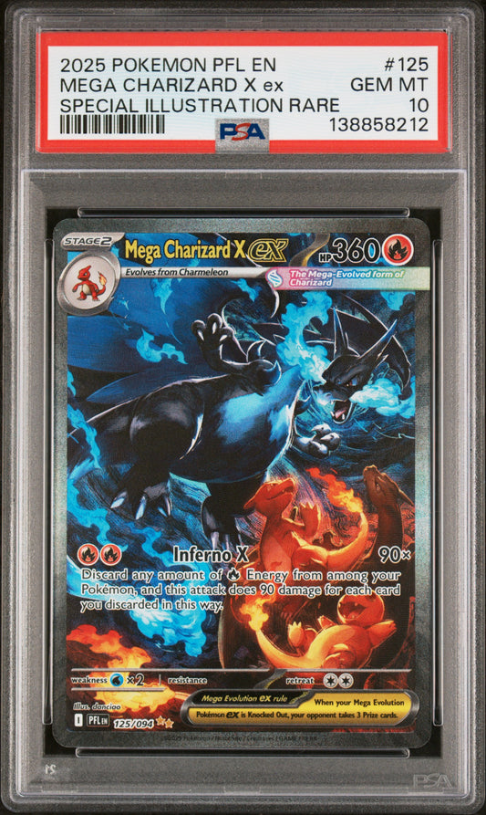 2025 Pokemon Pfl En-Phantasmal Flames #125 Mega Charizard X Ex Special Illustration Rare PSA 10
