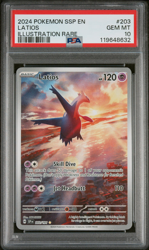 2024 Pokemon Ssp En-Surging Sparks #203 Latios Illustration Rare PSA 10
