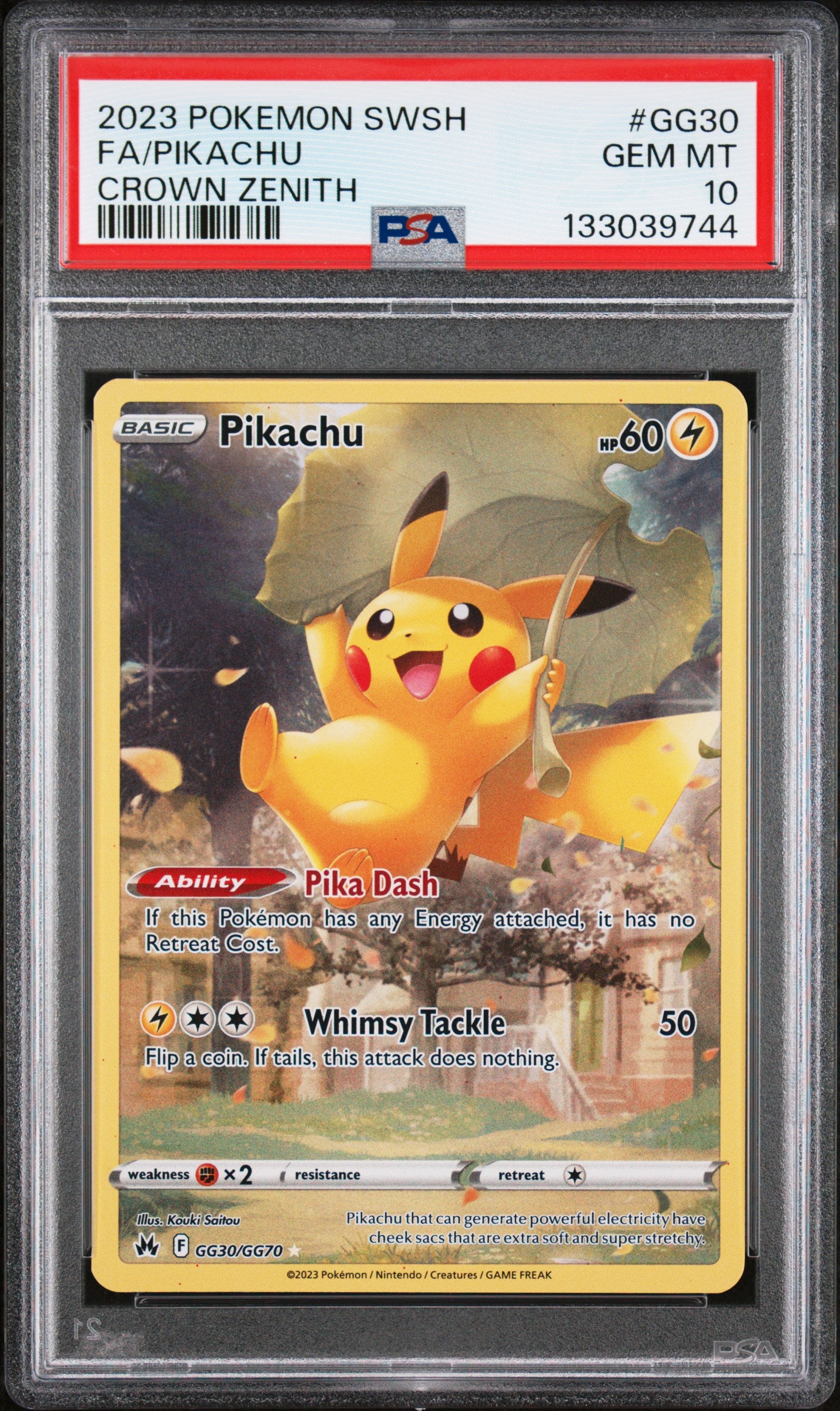 2023 Pokemon Sword And Shield Crown Zenith #GG30 Fa/Pikachu Crown Zenith PSA 10