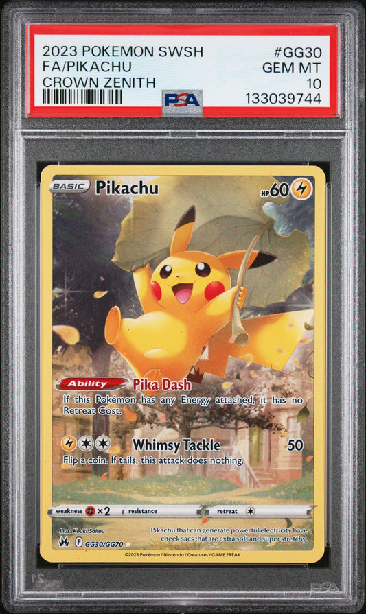 2023 Pokemon Sword And Shield Crown Zenith #GG30 Fa/Pikachu Crown Zenith PSA 10
