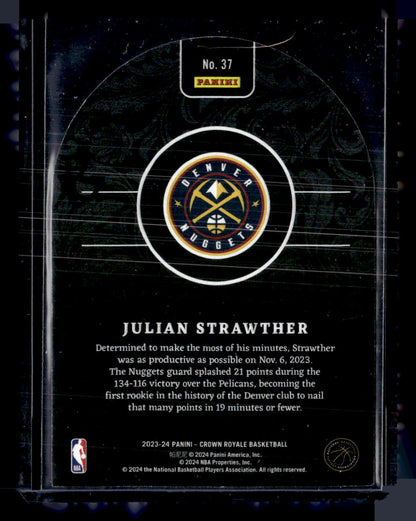 2023-24 Panini Crown Royale #37 Julian Strawther Rookie Royalty Silver #/18