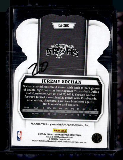 2023-24 Panini Crown Royale #CA-SOC Jeremy Sochan Crown Autographs Gold #/10