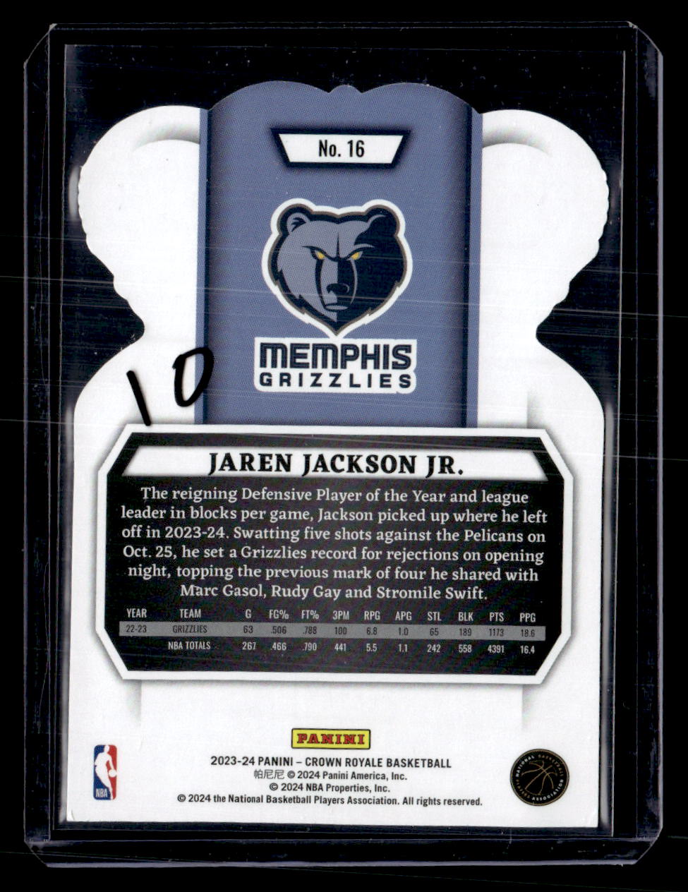 2023-24 Panini Crown Royale #16 Jaren Jackson Jr. Crystal Blue #/99