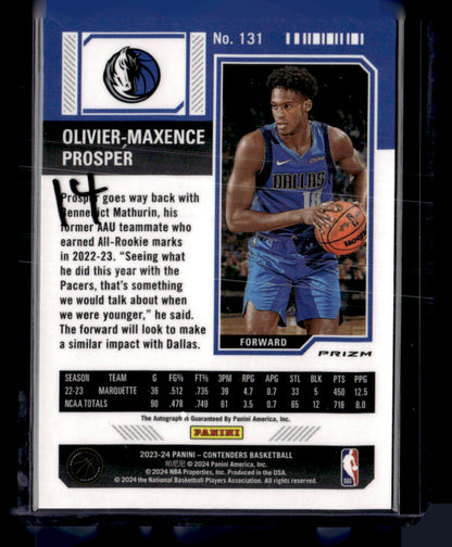2023-24 Panini Contenders #131 Olivier-Maxence Prosper