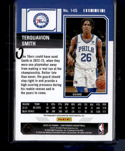 2023-24 Panini Contenders #145 Terquavion Smith The Finals Ticket #/49