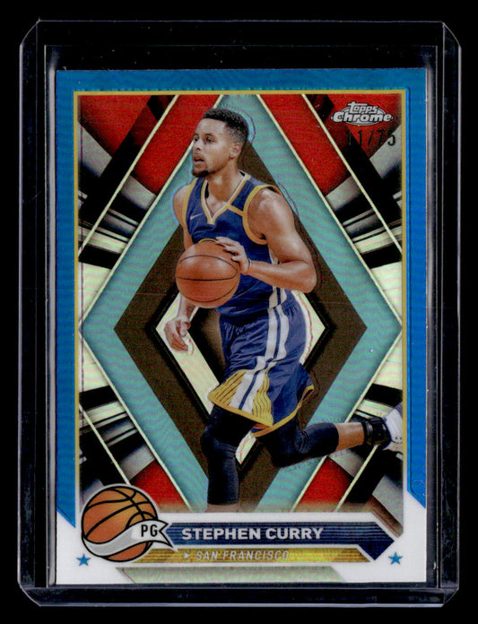 2023-24 Topps Chrome #30 Stephen Curry Blue Refractors #/75