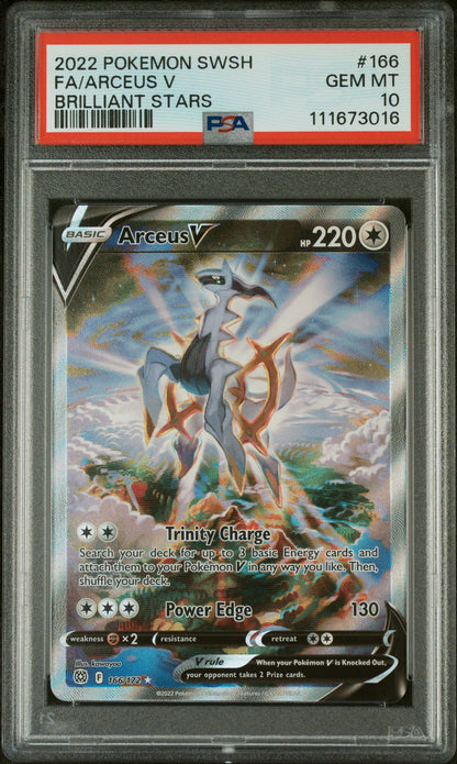 2022 Pokemon Sword & Shield Brilliant Stars Fa/Arceus V #166 PSA 10