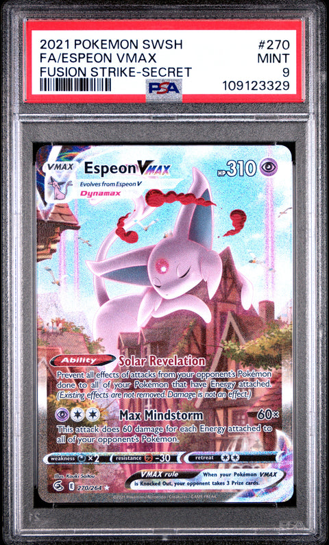 2021 Pokemon Sword & Shield Fusion Strike Fa/Espeon Vmax #270 PSA 9