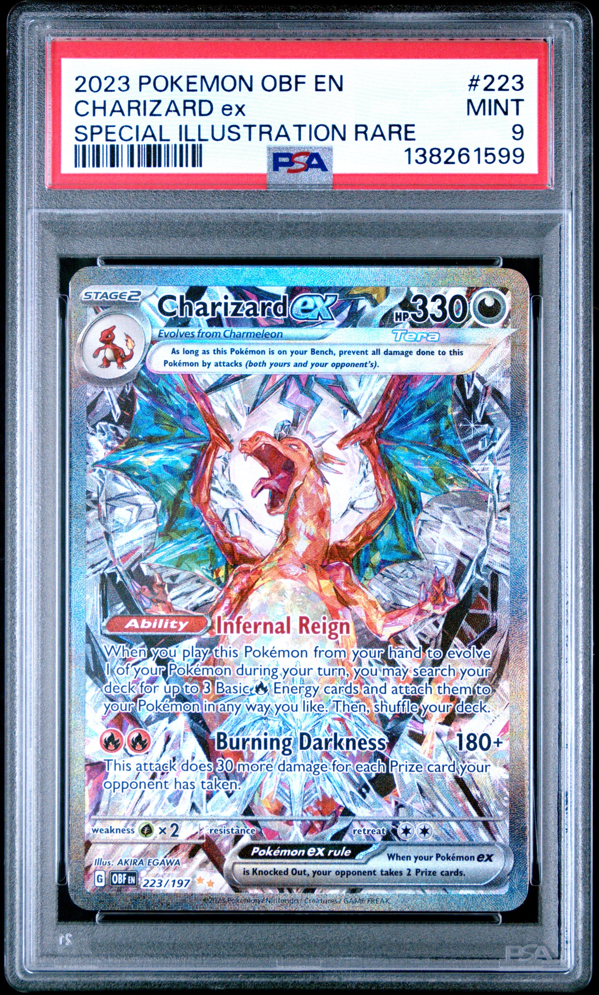2023 Pokemon Obf En-Obsidian Flames Charizard Ex #223 PSA 9