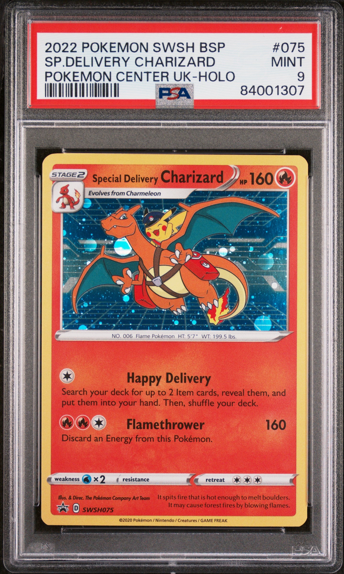 2022 Pokemon Swsh Black Star Promo Sp.Delivery Charizard #075 PSA 9