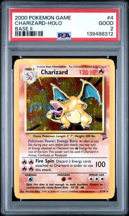 2000 Pokemon Game Base Ii Charizard-Holo #4 PSA 2