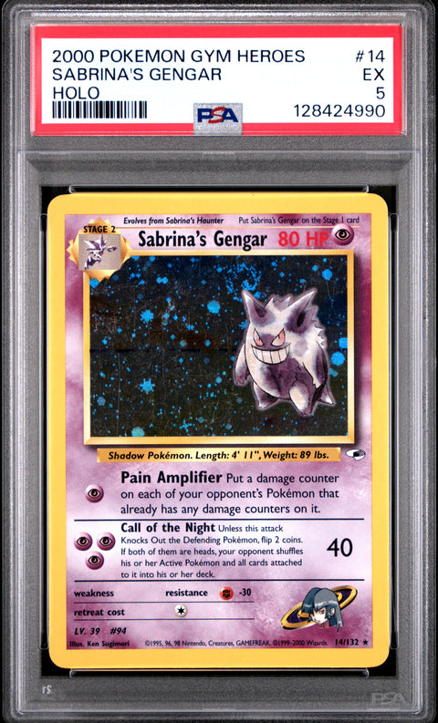 2000 Pokemon Gym Heroes Sabrina'S Gengar #14 PSA 5