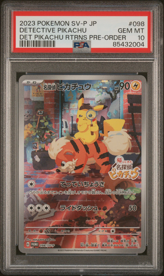 2023 Pokemon Japanese Sv-P Promo Detective Pikachu #098 PSA 10
