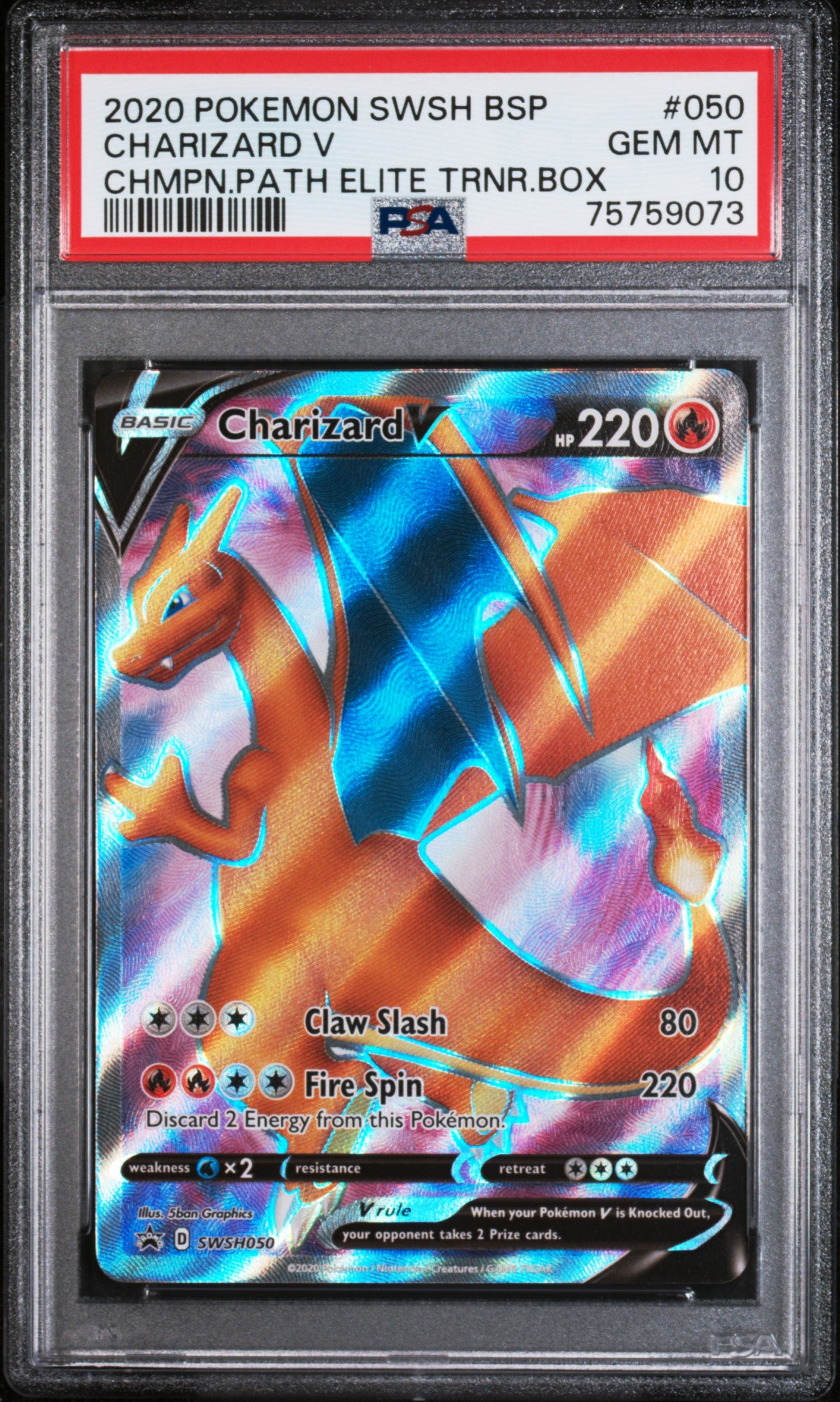 2020 Pokemon Swsh Black Star Promo Charizard V #050 PSA 10