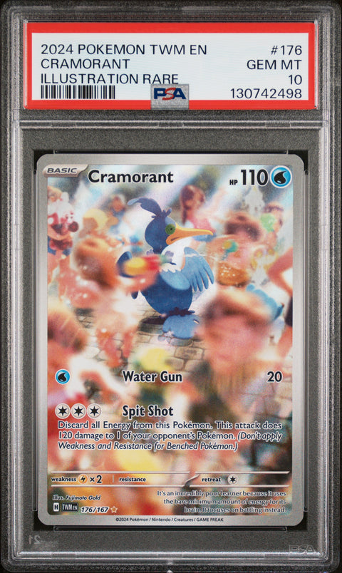 2024 Pokemon Twm En-Twilight Masquerade #176 Cramorant Illustration Rare PSA 10