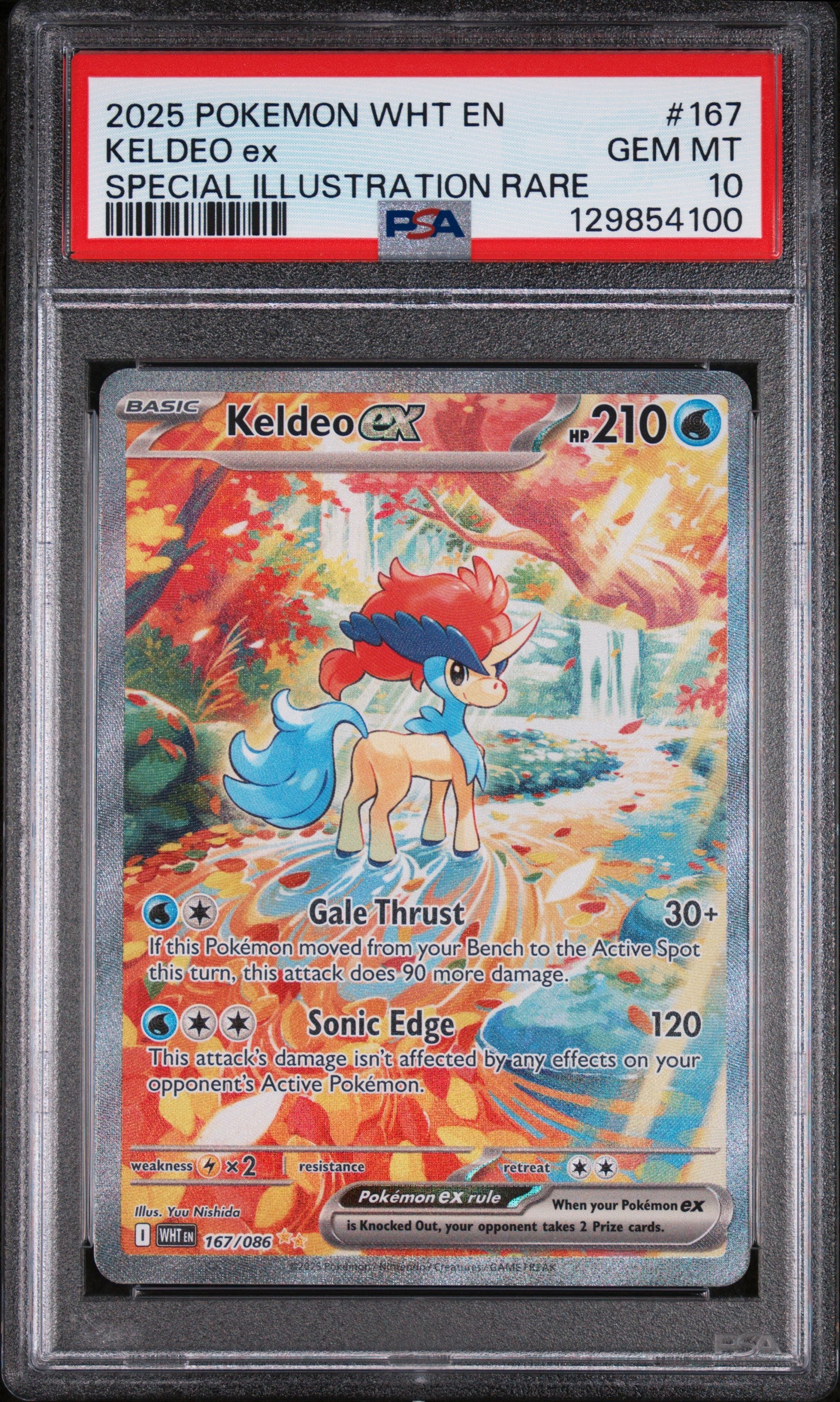 2025 Pokemon Wht En-White Flare #167 Keldeo Ex Special Illustration Rare PSA 10