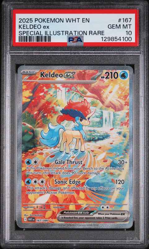 2025 Pokemon Wht En-White Flare #167 Keldeo Ex Special Illustration Rare PSA 10