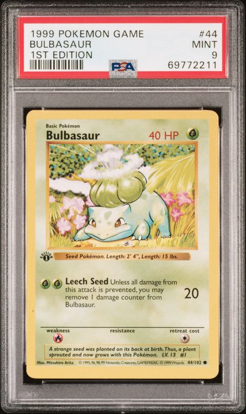1999 Pokemon Game #44 Bulbasaur 1st Edition PSA 9