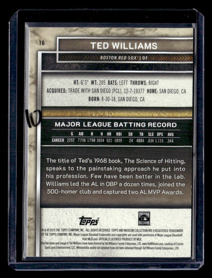 2025 Topps Museum Collection #16 Ted Williams Sapphire #/150