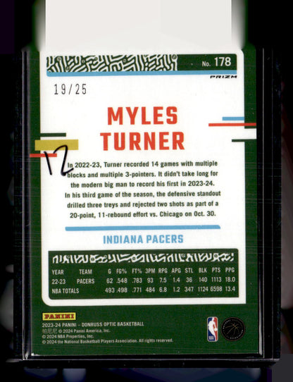 2023-24 Donruss Optic #178 Myles Turner Fast Break Pink #/25