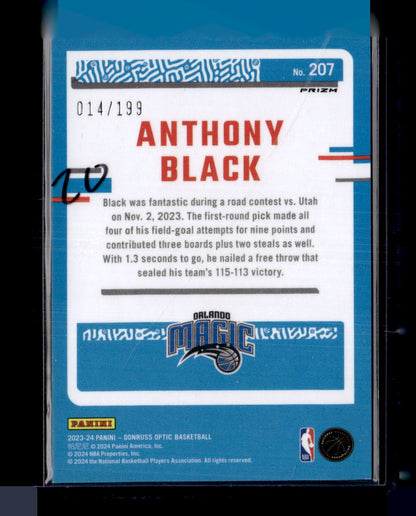 2023-24 Donruss Optic #207 Anthony Black Orange #/199