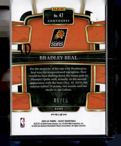 2023-24 Panini Select #47 Bradley Beal Neon Orange Pulsar Prizms FOTL #/15