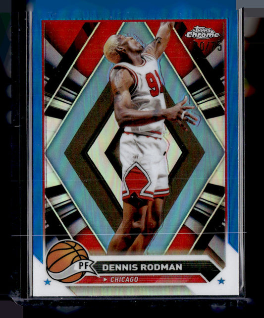 2023-24 Topps Chrome #87 Dennis Rodman Blue Refractors #/75