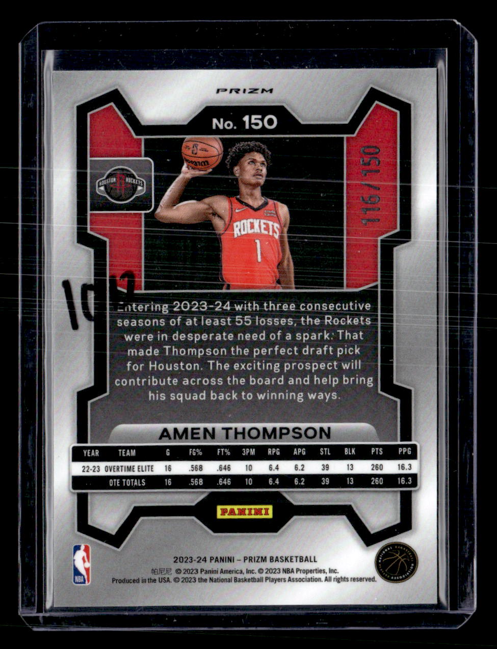 2023-24 Panini Prizm #150 Amen Thompson Prizms Premium Factory Set #/150