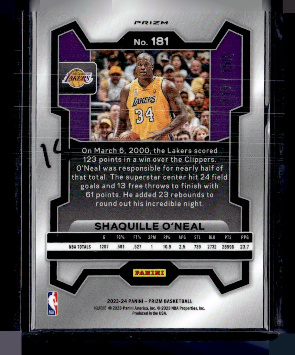 2023-24 Panini Prizm #181 Shaquille O'Neal Prizms Premium Factory Set #/150
